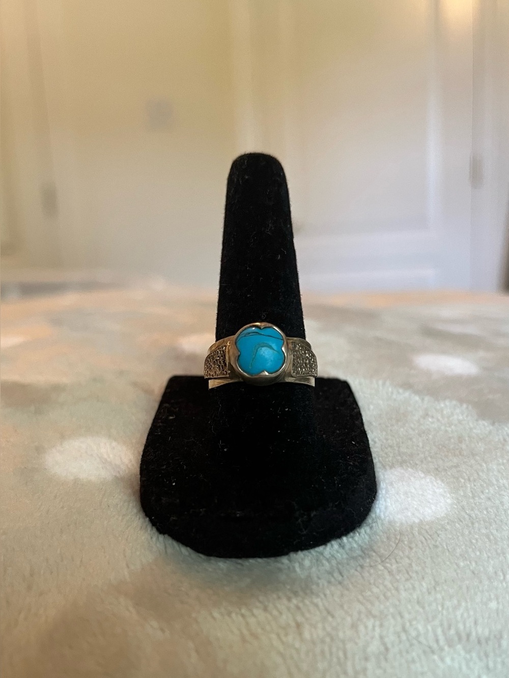 Sterling Silver Ring with Turquoise Blue Stone